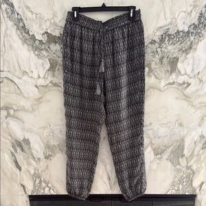 Joie Black and Gray Jogger Silk pants  with Elastic Waistband